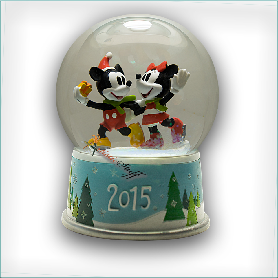 DISNEY 2015 MINNIE & MICKEY MOUSE SNOW GLOBE COLLECTABLE EXPEDITED ...