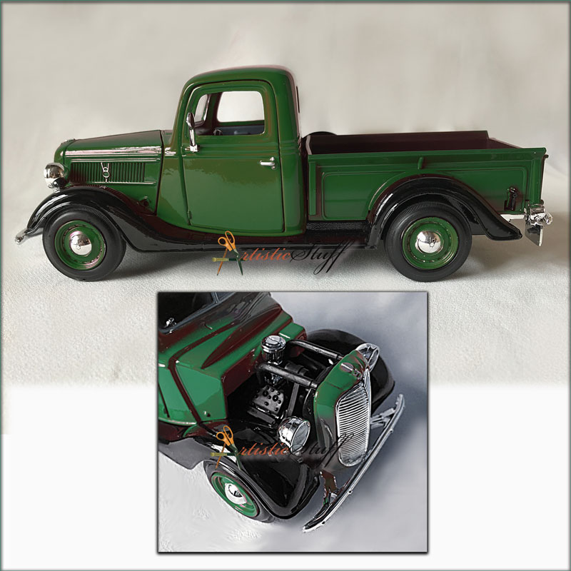Details About 1937 Ford Pickup Truck Color Black Green 124 Scale Diecast Showcast Unboxed